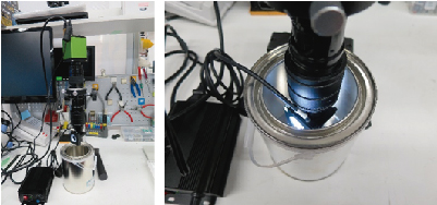 高倍率レンズ先端に90°側視ミラーを取付ける方法